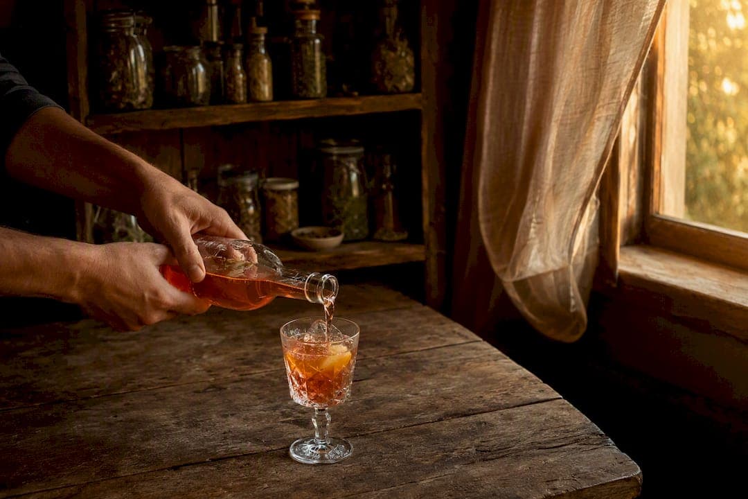 Verser le Spritz dans un petit bocal pour le conserver