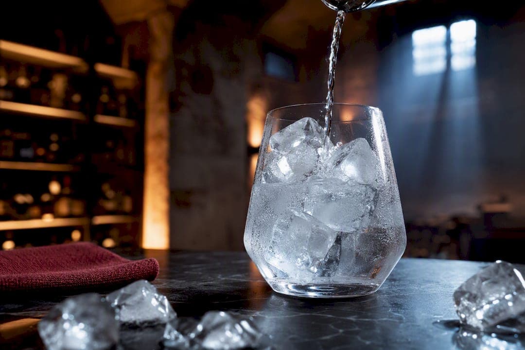 Gin tonic bien frais avec glaçons et buée sur le verre