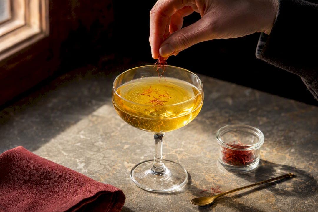 Kir doré au safran fraîchement préparé